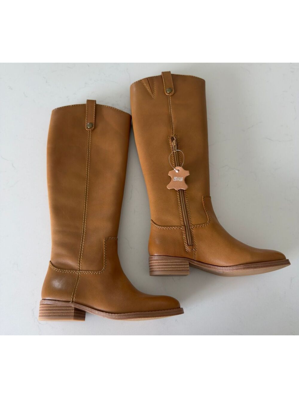 I.N.C. International Concepts Fawnel Amber Leather Riding Boots Women Size 5